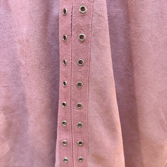 Missguided Mini Dress Blush Pink Faux Suede Lace-Up‎ Back Rave Boho Size 2 - Picture 3 of 6